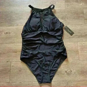 One Piece swimsuit black mesh medium